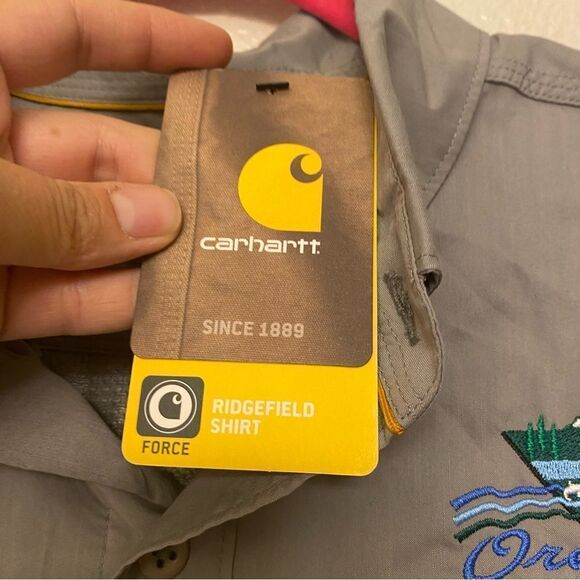 Carhartt Force Ridgefield gray Short Sleeve Shirt Oregon Youth Conservation L - Picture 7 of 11